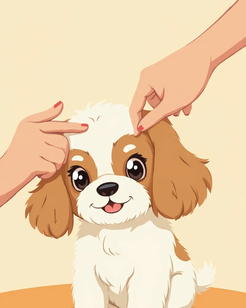 눈 검진을 받는 시츄 강아지