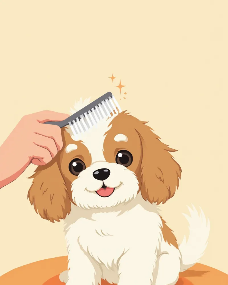 빗질을 받고 있는 시츄 강아지