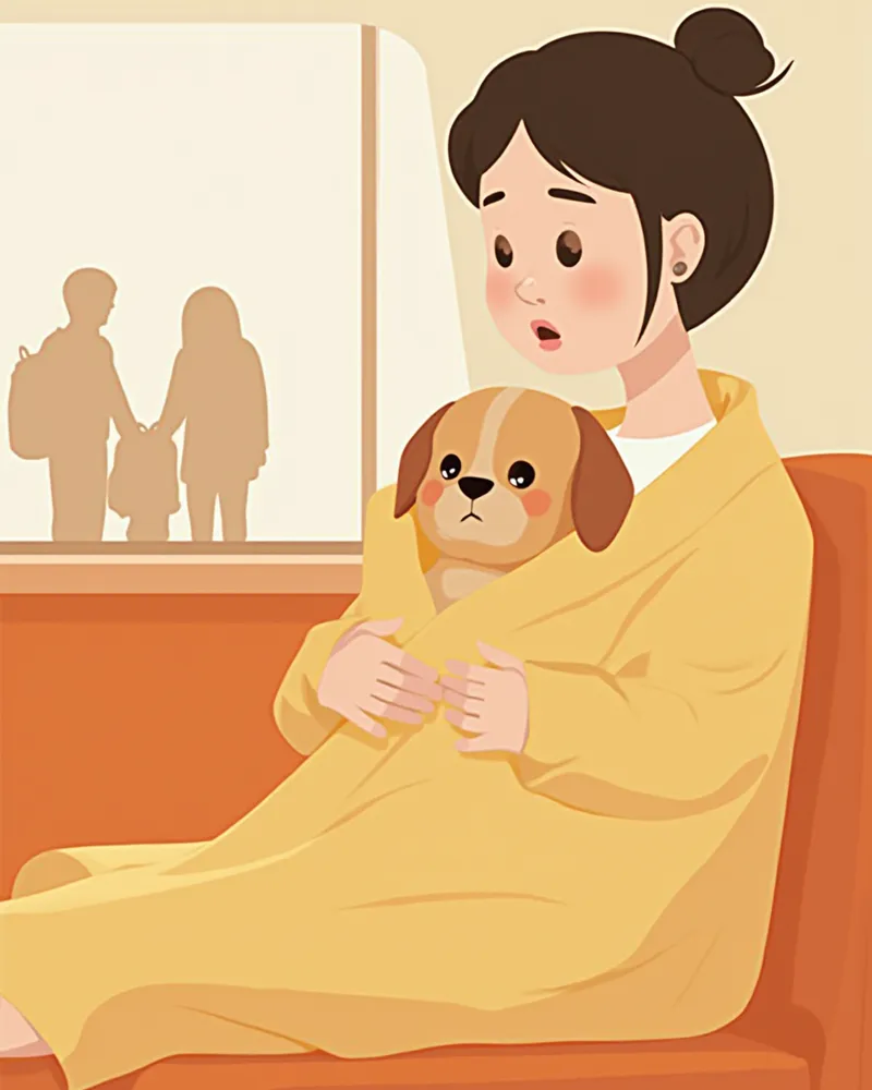 담요로 강아지를 감싸 응급실로 이동하는 보호자의 모습