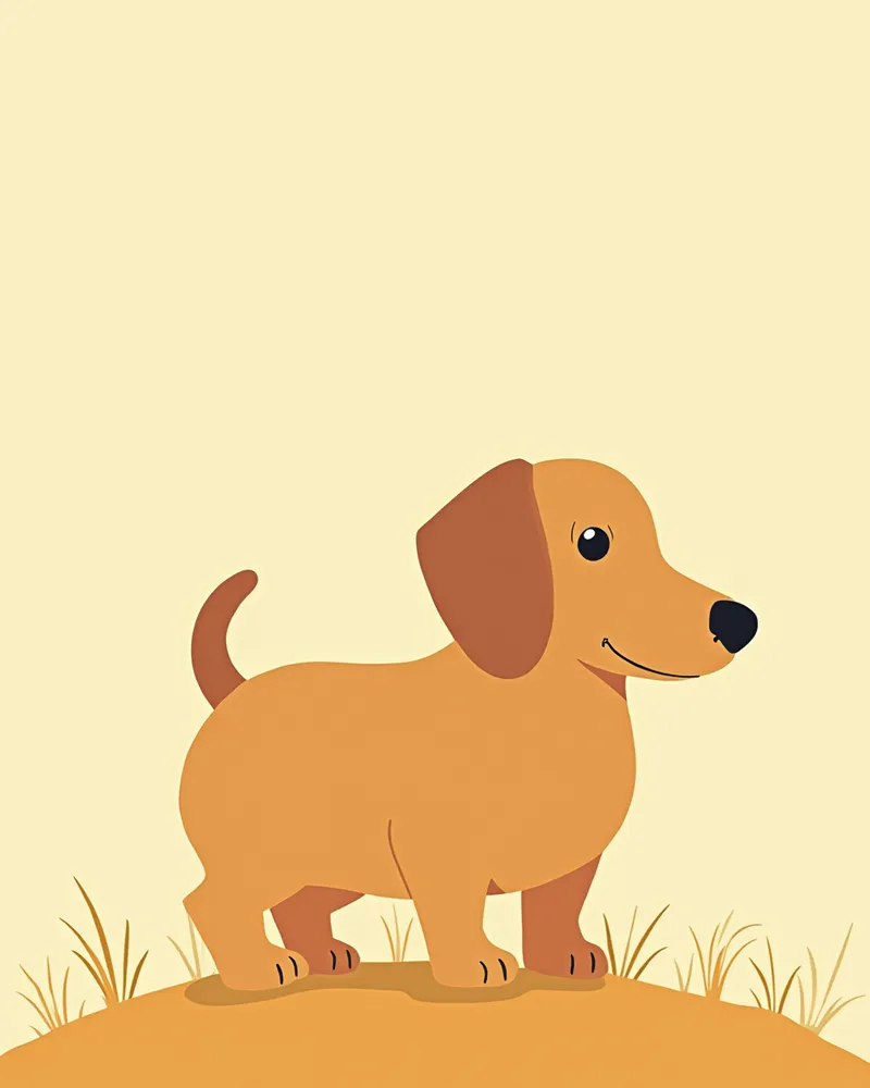 잔디 위에 서 있는 닥스훈트의 옆모습