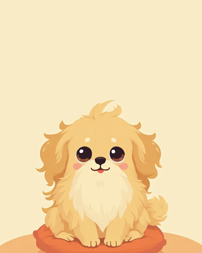 쿠션 위에 당당하게 앉아 있는 페키니즈