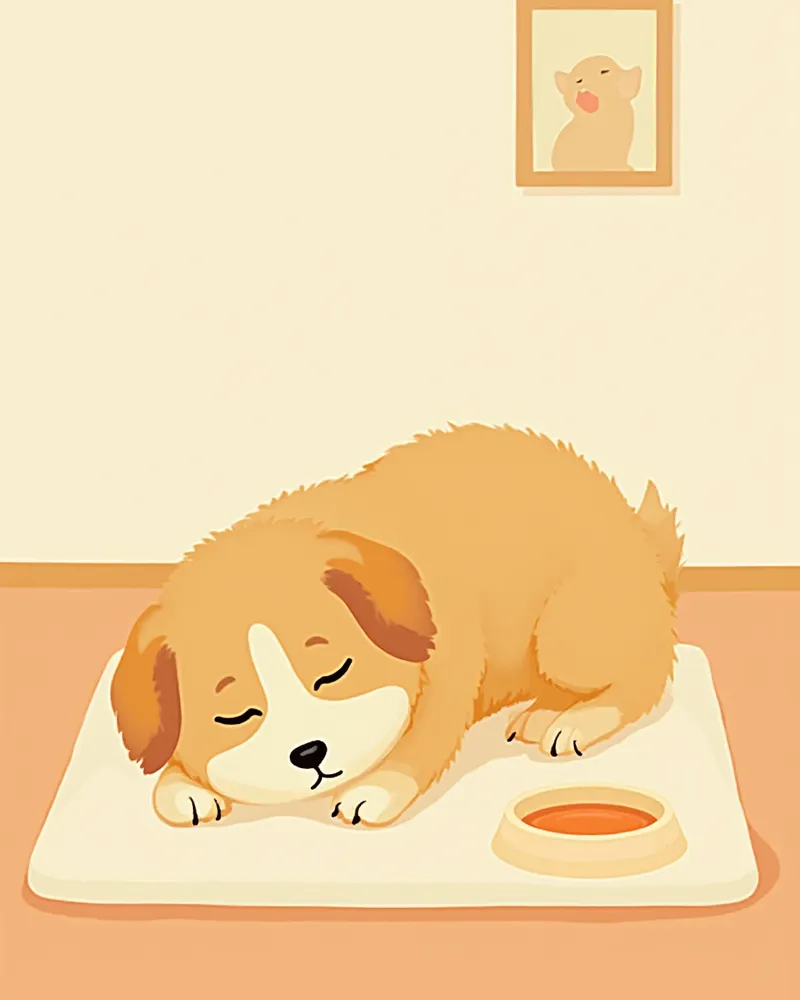 시술 후 집에서 회복 중인 강아지