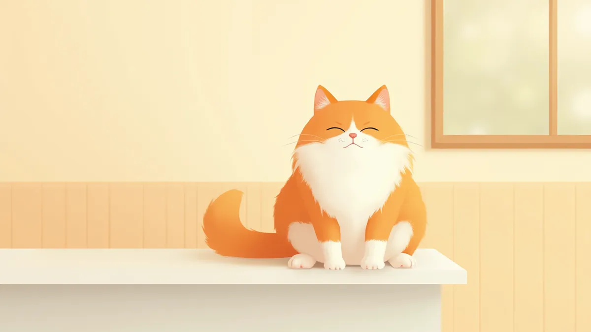 동물병원에서 차분히 앉아있는 시베리안 고양이