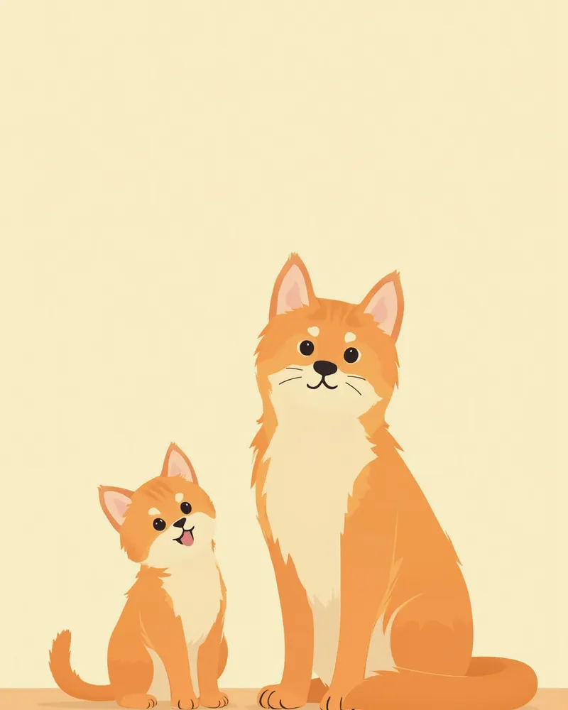 성장 단계가 다른 시베리안 고양이 두 마리