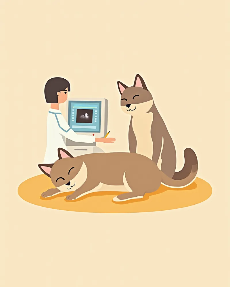 시베리안 고양이의 심장 초음파를 진행하는 수의사