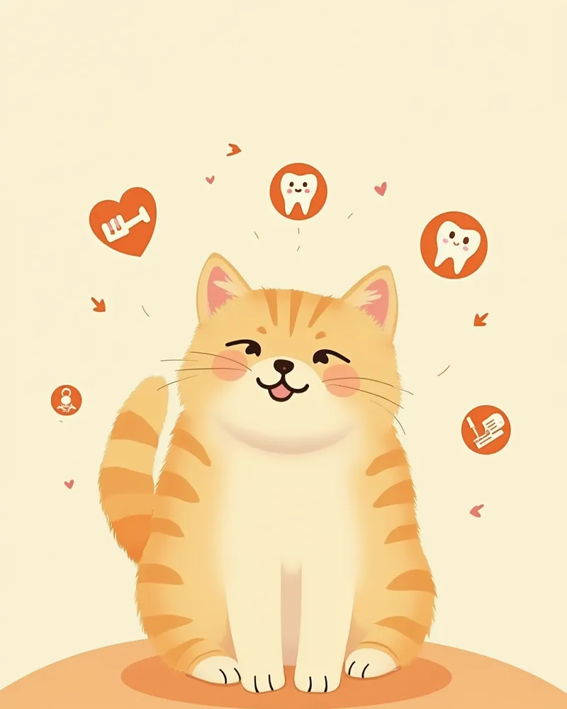 건강 관리 아이콘에 둘러싸인 시베리안 고양이 일러스트