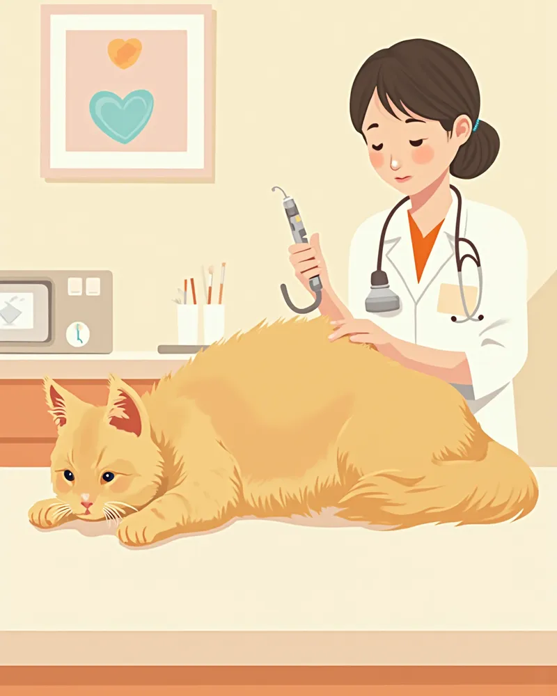 심장 초음파 검사를 받는 시베리안 고양이