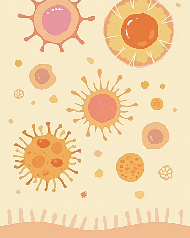 현미경으로 본 피부 종괴 세포진의 다양한 세포 유형