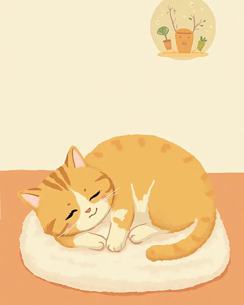 세포진 검사 후 집에서 편히 쉬고 있는 고양이