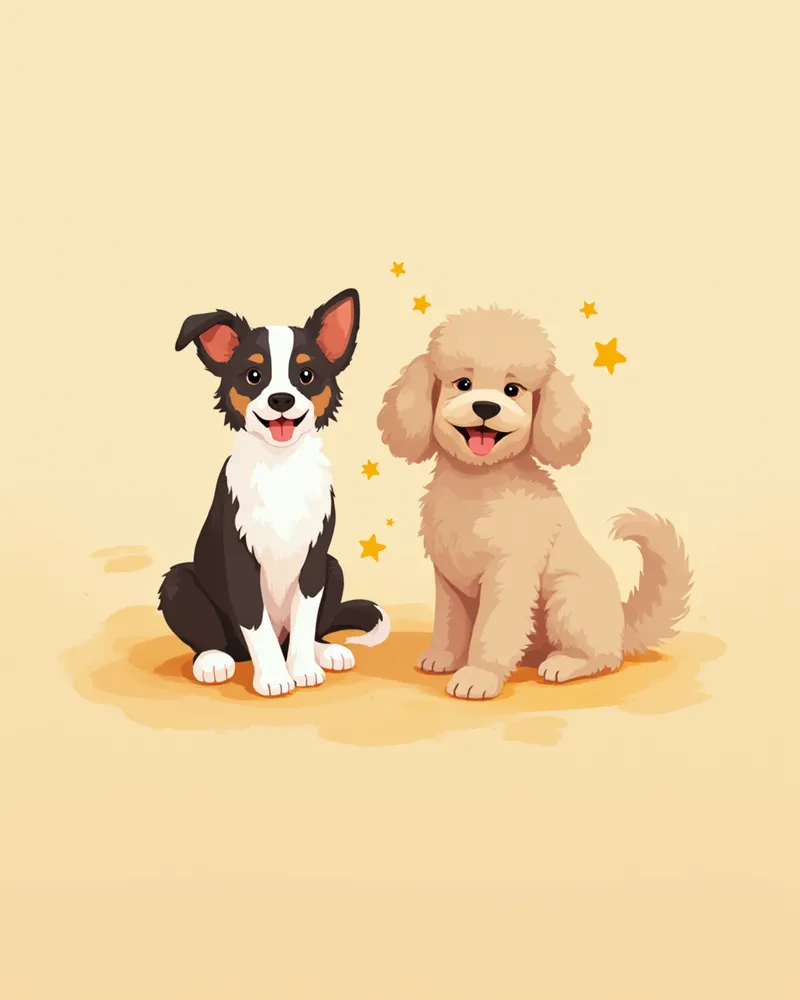 지능 1위 보더콜리와 2위 푸들이 나란히 앉아 있는 모습