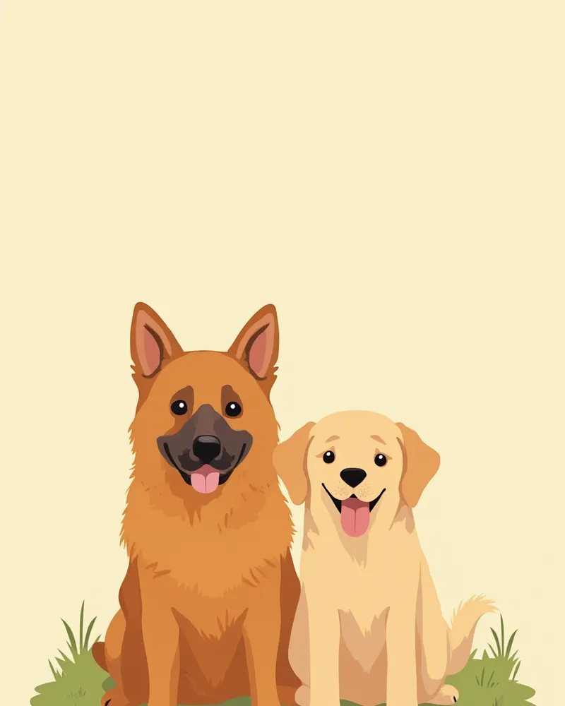 지능 3위 저먼 셰퍼드와 4위 골든 리트리버가 잔디 위에 나란히 앉아 있는 모습