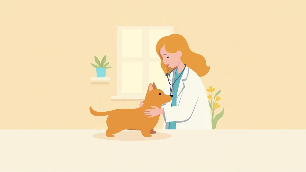 수의사에게 진찰받는 강아지