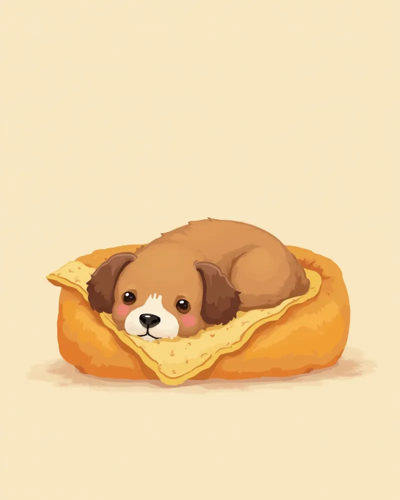 담요가 깔린 아늑한 은신처에서 쉬는 강아지