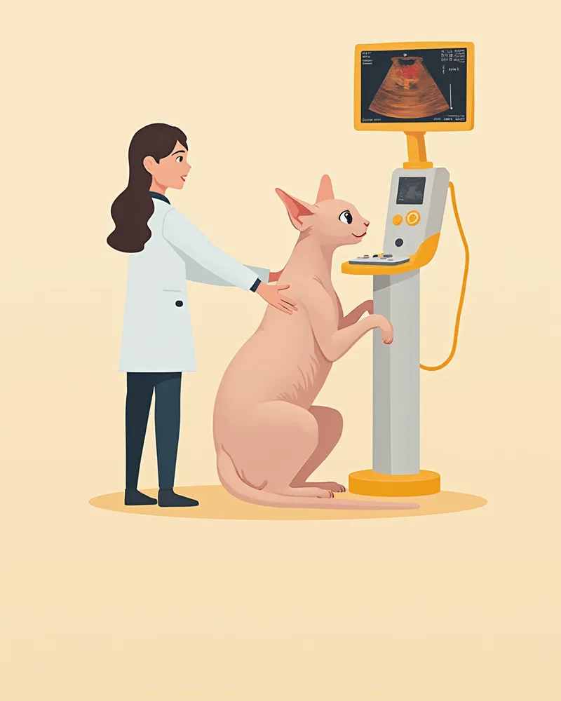 스핑크스 고양이 심장초음파 검사 장면