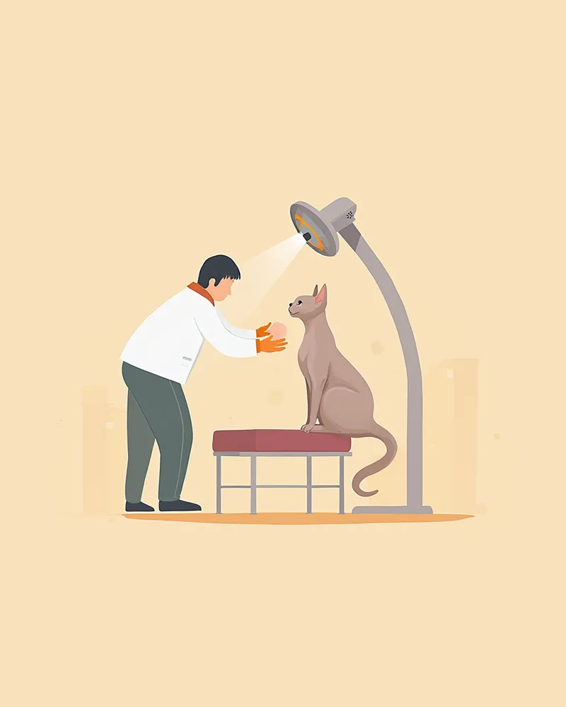 스핑크스 고양이 심장 초음파 검사 장면