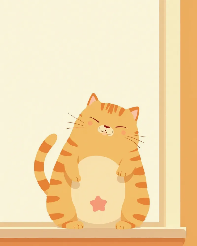 수술 부위가 깨끗하게 회복된 고양이가 편안하게 앉아 있는 모습