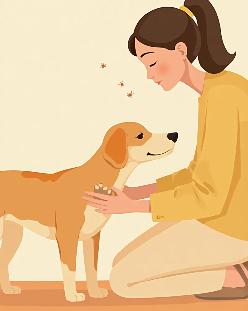 산책 후 강아지 발가락 사이를 살피는 보호자 손