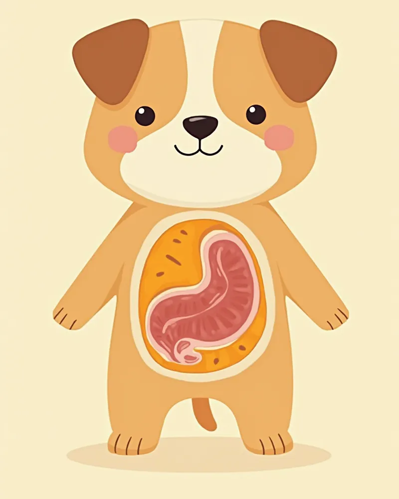 강아지 복부 장기 위치를 보여주는 일러스트