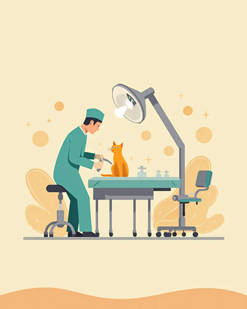 수의사가 수술 부위를 무균 준비하는 모습