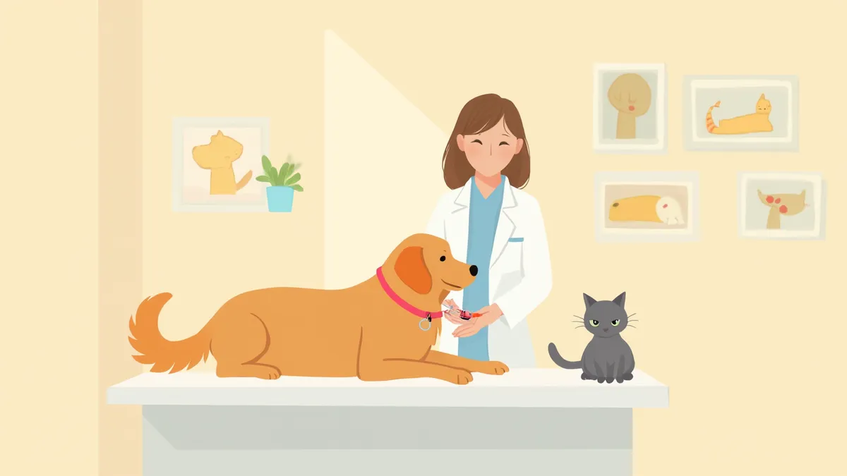 수의사가 강아지 혈액을 채취하는 모습