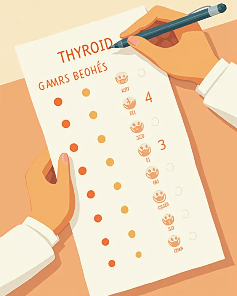 갑상선 호르몬 검사 결과지를 확인하는 수의사