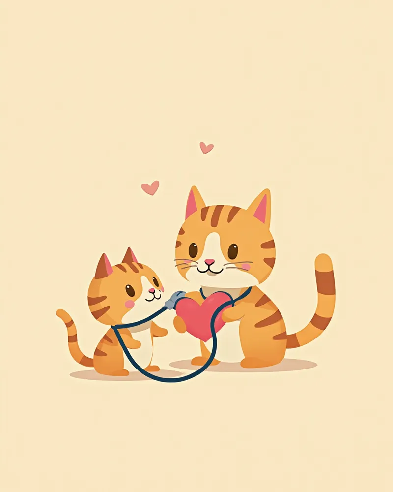 수의사가 고양이의 심장을 청진하는 모습