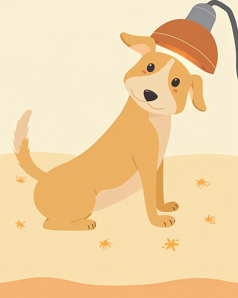 우드램프로 강아지 피부 곰팡이 감염을 검사하는 모습