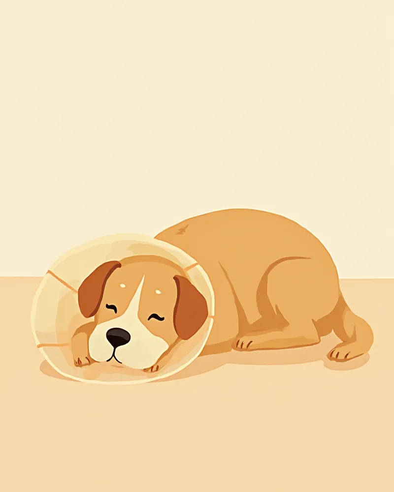 중성화 수술 후 회복 중인 강아지