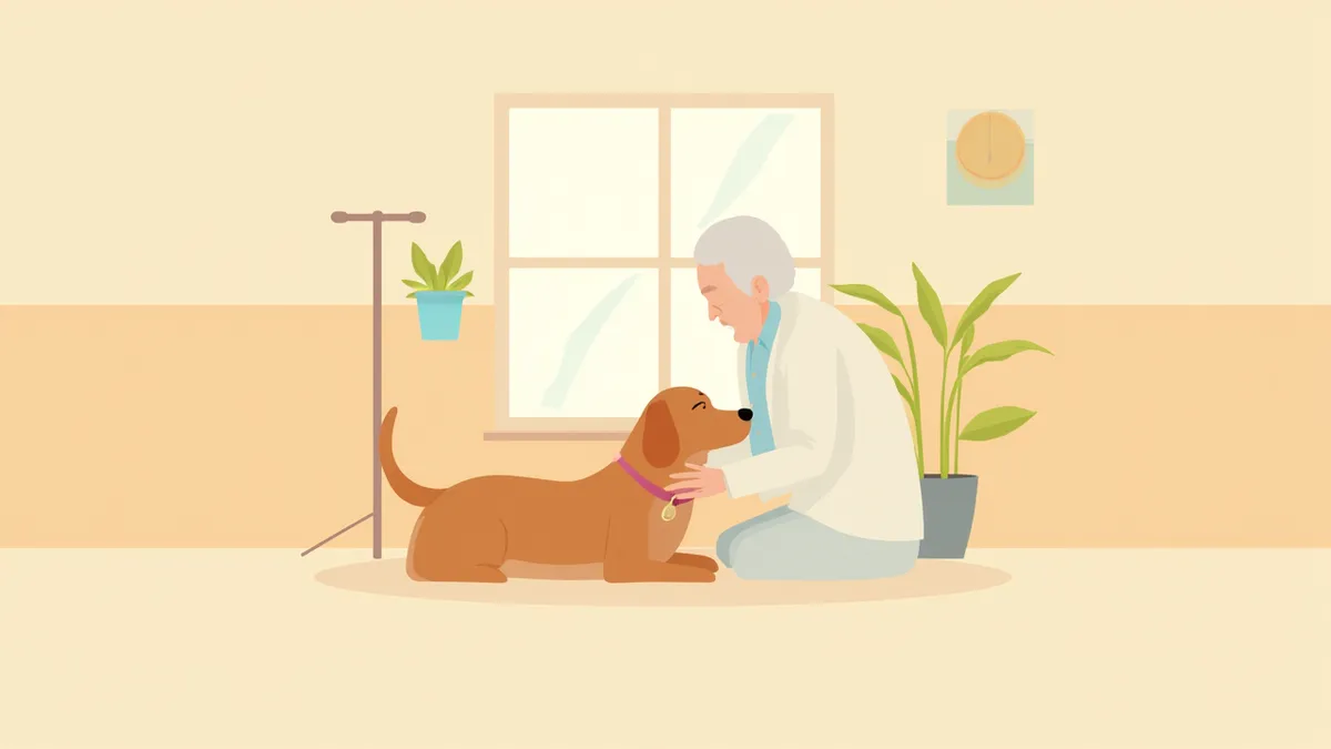 병원에서 어르신과 교감하는 보조견