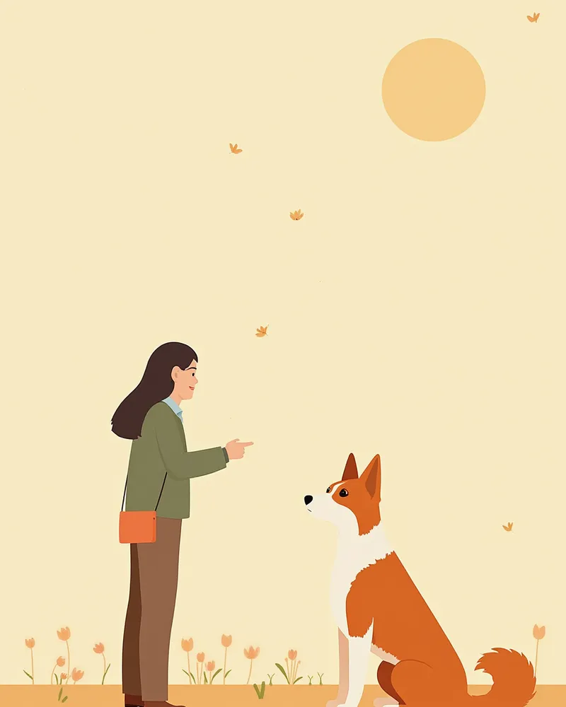 훈련 중 보호자에게 집중하는 반려견