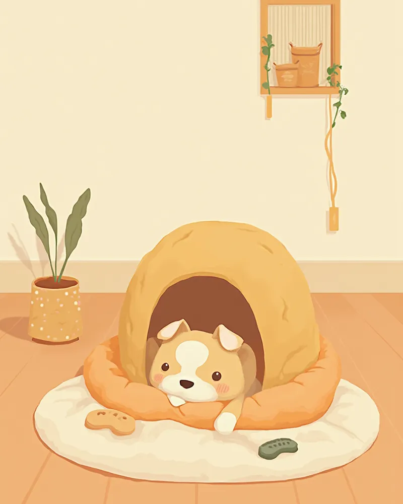 안전한 은신처가 꾸며진 강아지용 조용한 공간