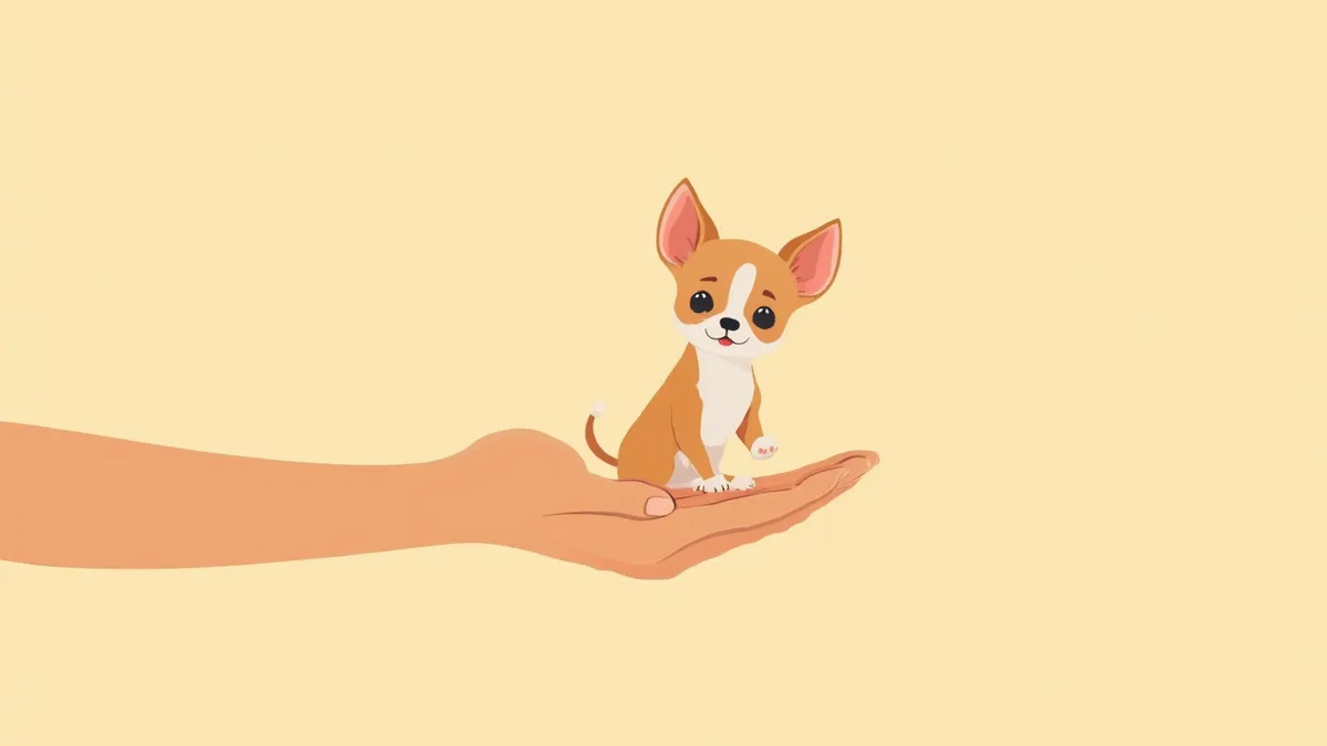 손바닥 위에 앉아 있는 초소형 치와와 강아지