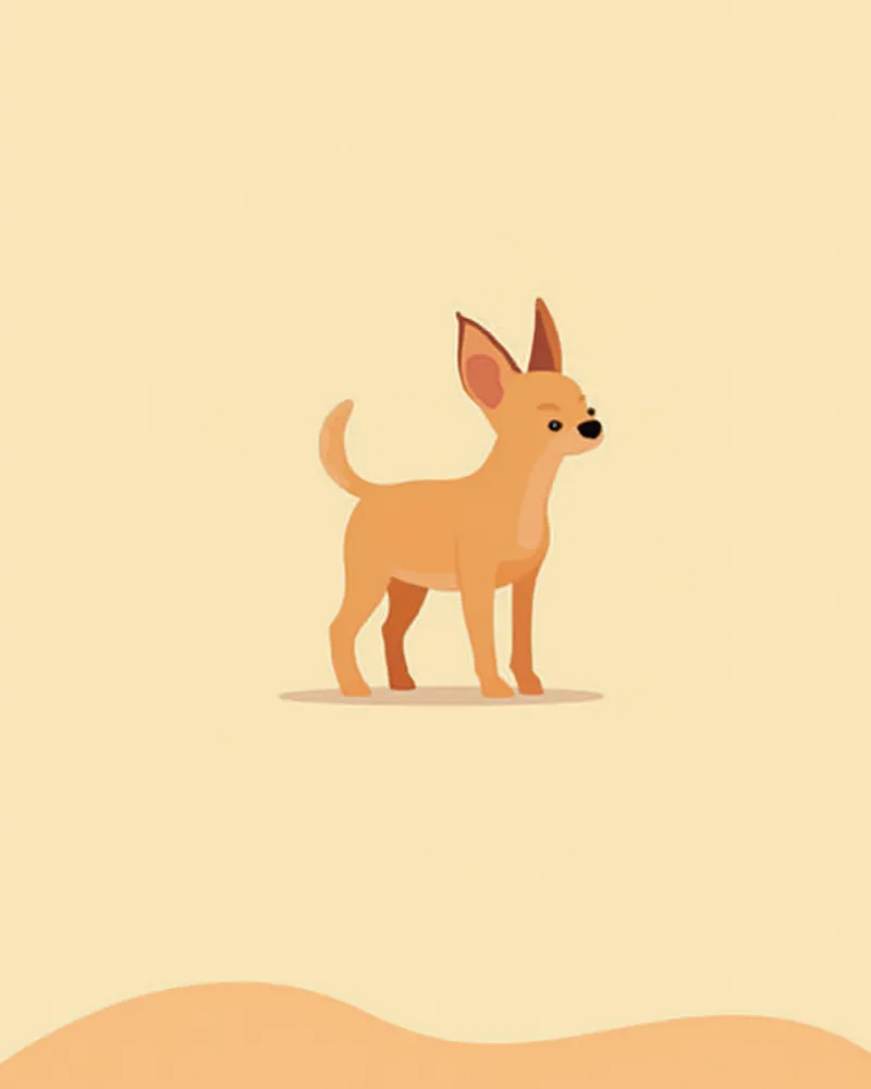 큰 귀를 세우고 서 있는 러시안 토이