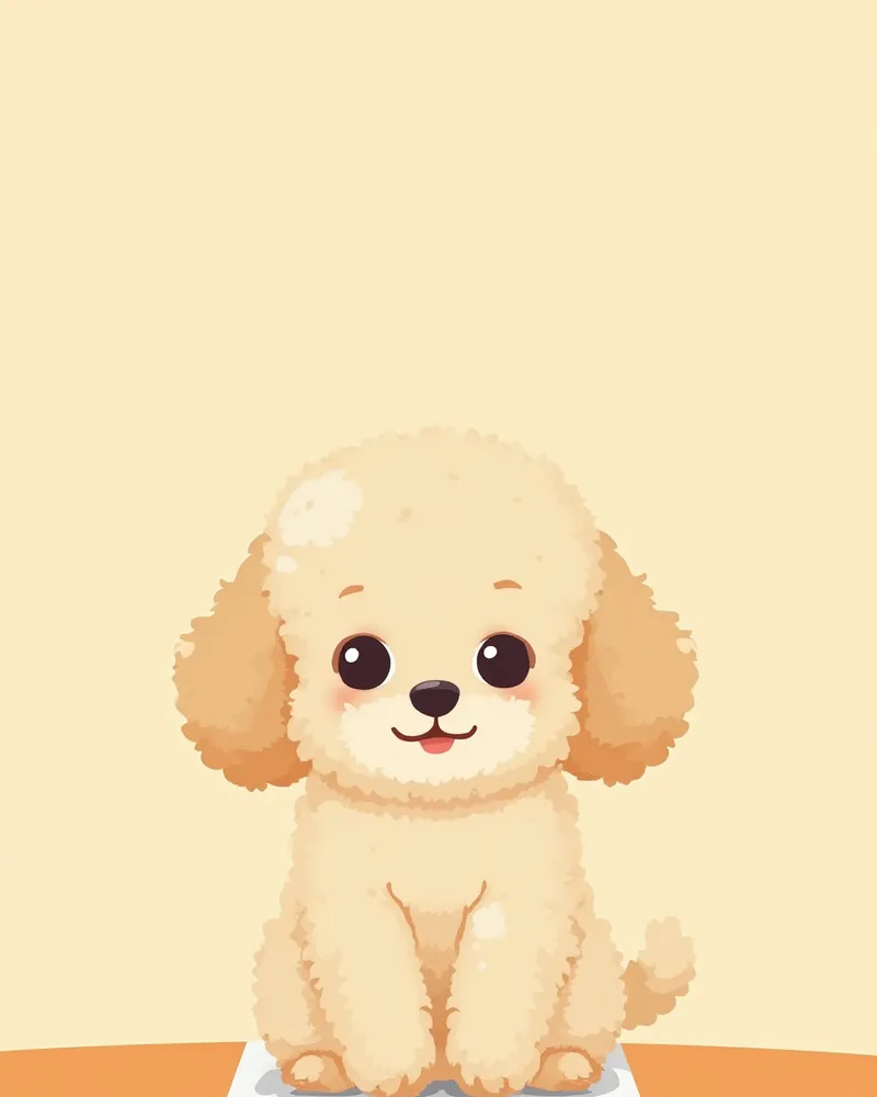 동물병원 체중계 위에 차분히 올라가 있는 성견 토이푸들