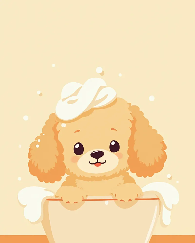 목욕 후 수건으로 토이푸들의 털을 말리는 모습