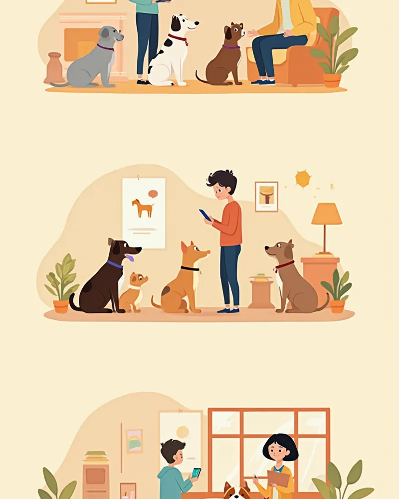 그룹·방문·위탁·온라인 4가지 훈련 유형을 비교한 일러스트