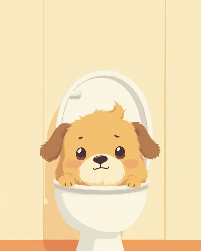 배뇨 자세를 오래 취하고 있는 강아지