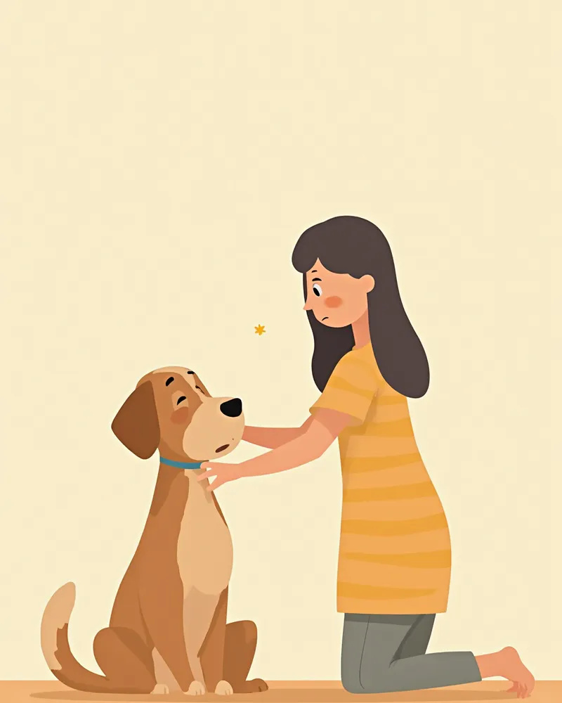 강아지 상태를 살피는 보호자