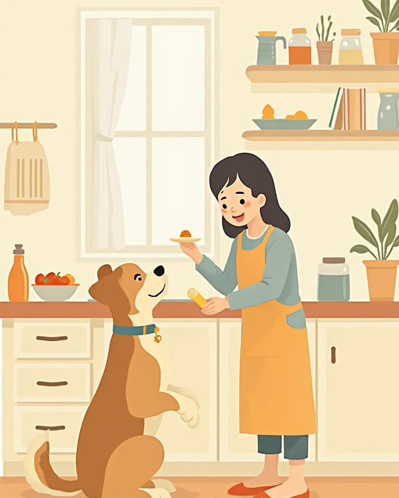 강아지에게 약을 준비하는 보호자