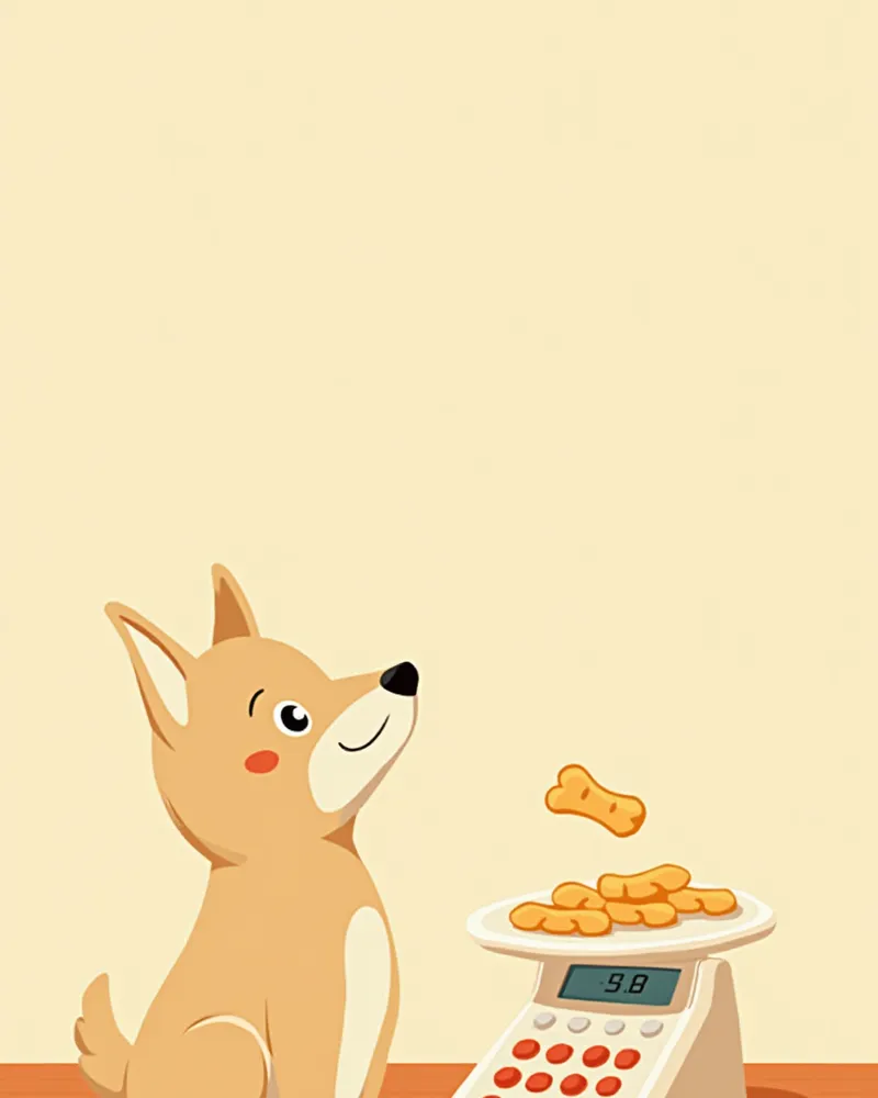 저울에 올린 간식과 계산기가 놓인 급여량 측정 장면