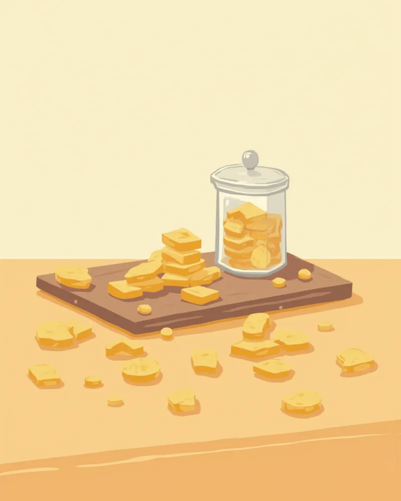 작게 자른 훈련 간식과 하루치 보관 용기