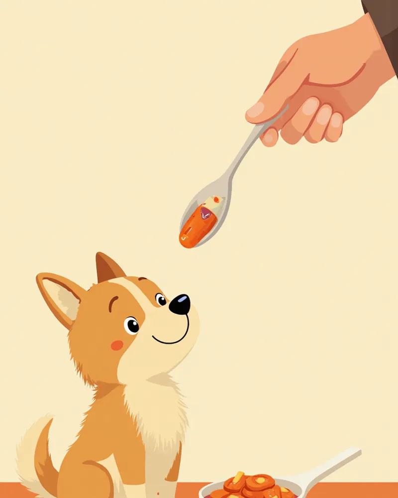 사료와 함께 약을 먹이는 모습