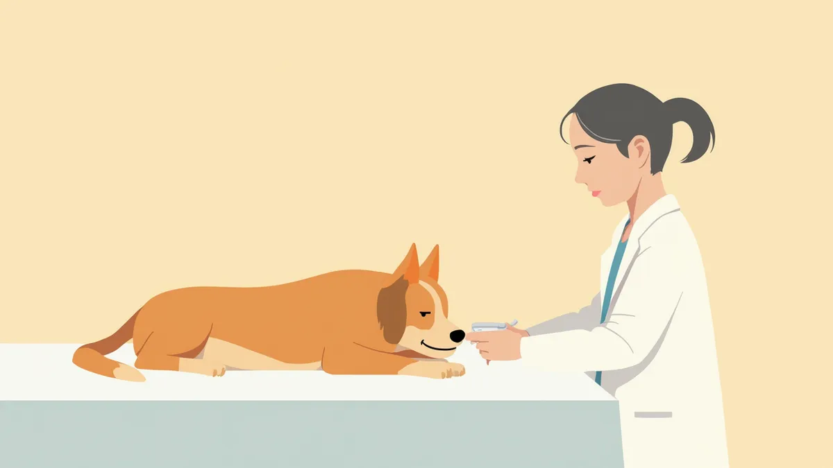 동물병원에서 반려견의 혈액 검체를 채취하는 장면