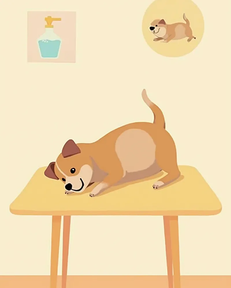 복부 초음파 검사를 받고 있는 강아지