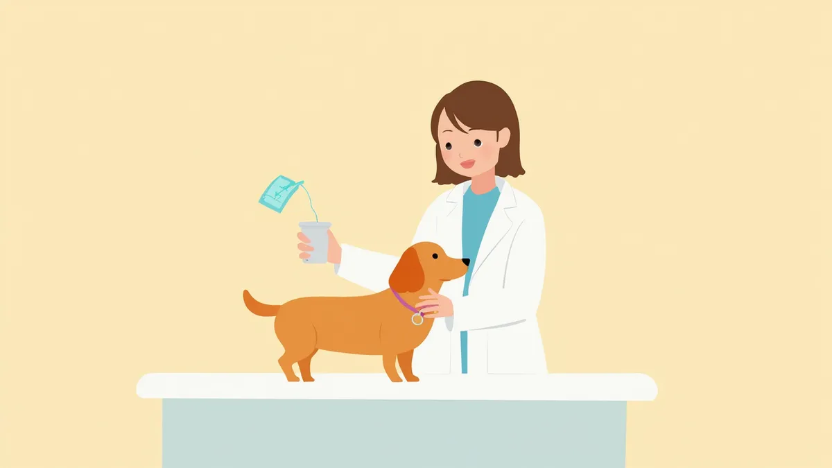 동물병원에서 소변검사를 진행하는 모습