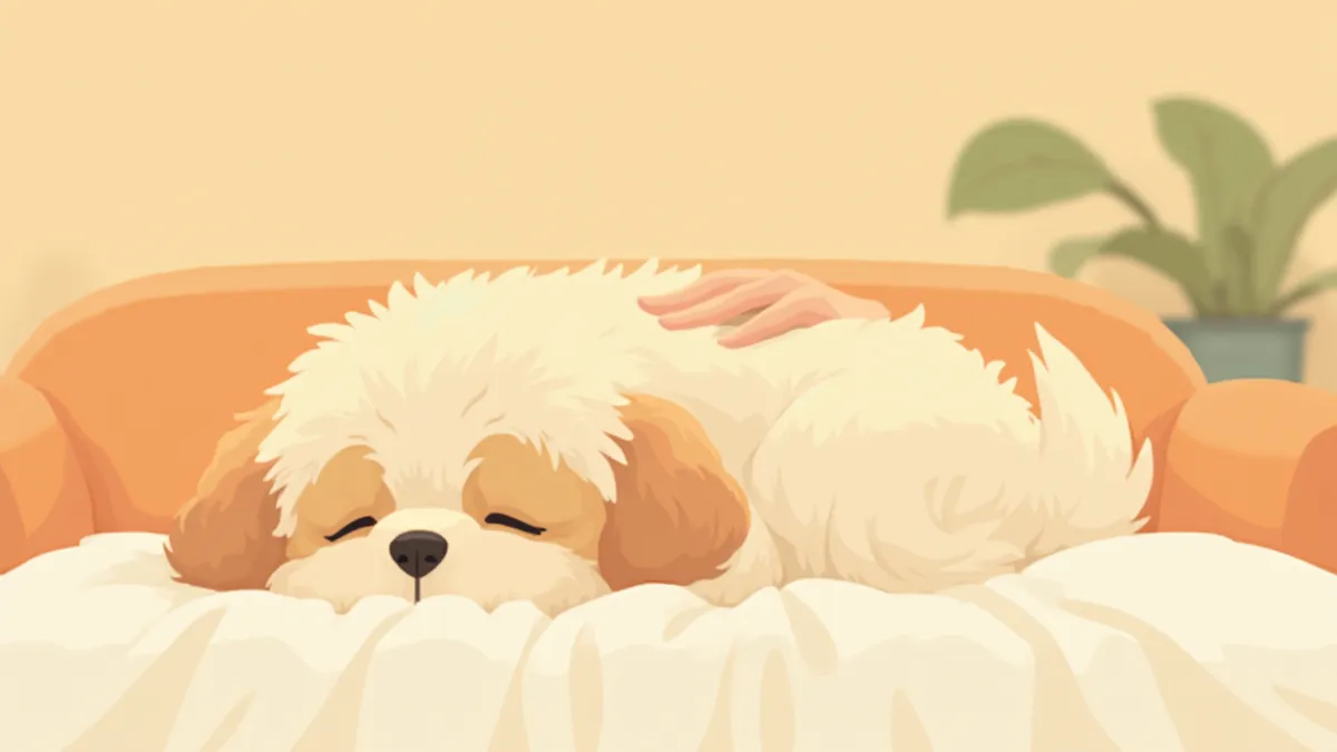 백신 접종 후 집에서 편안히 쉬는 강아지