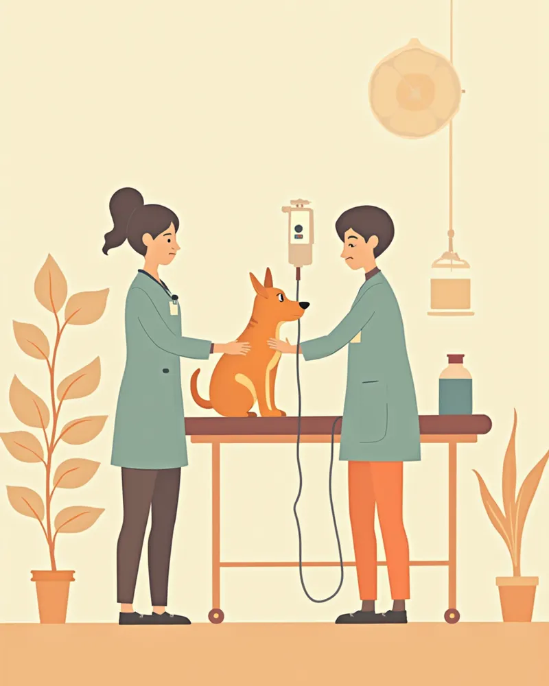 동물병원 응급실에서 수액 치료를 받는 강아지