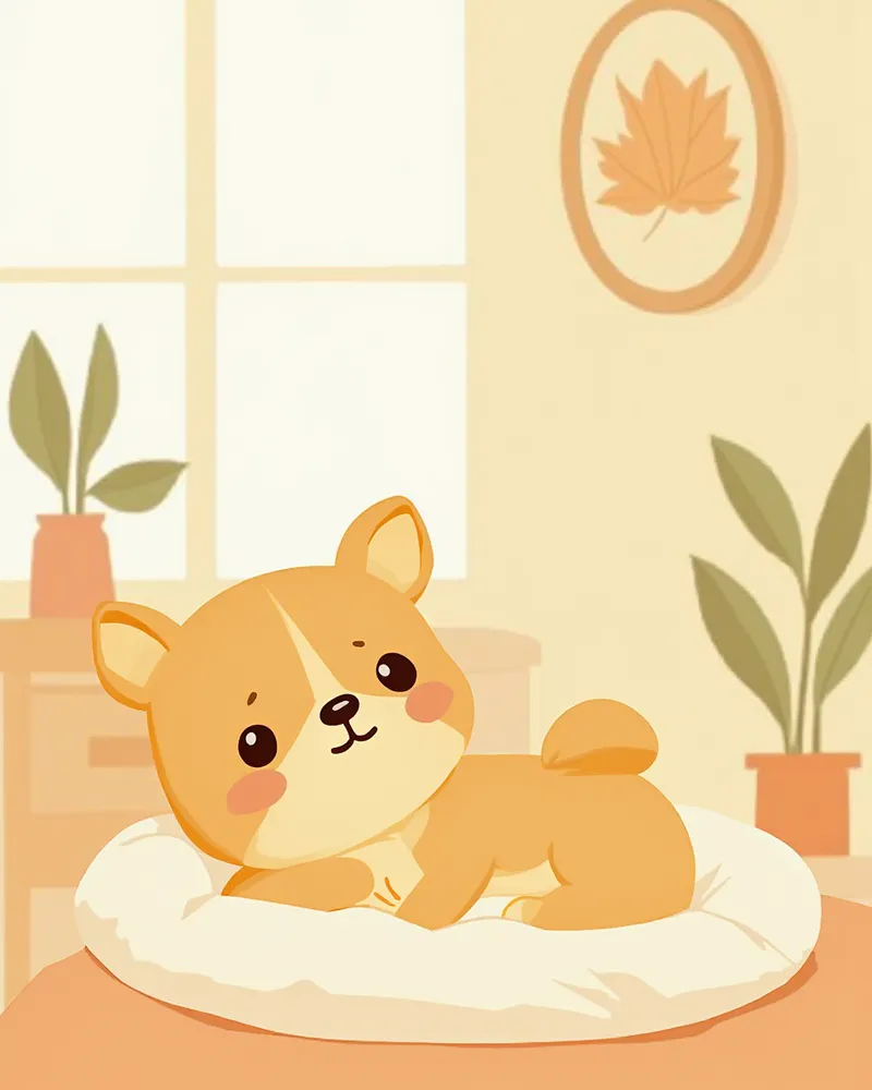 접종 후 집에서 휴식을 취하는 강아지와 보호자