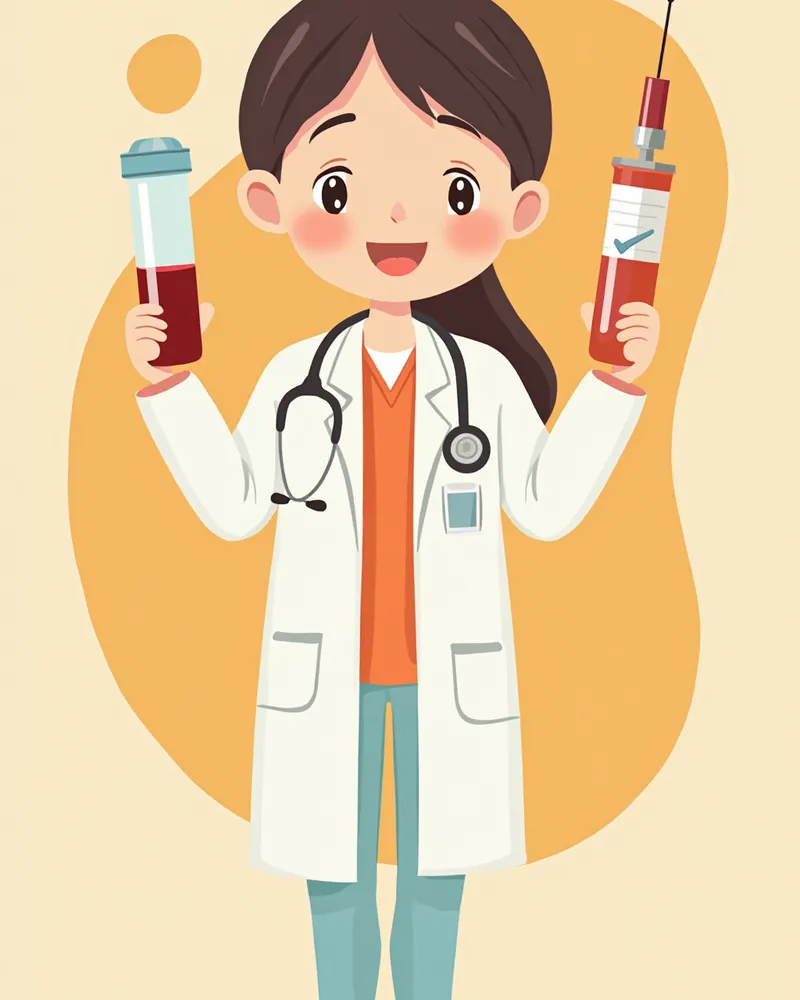 항체가 검사와 백신을 비교하는 수의사 일러스트