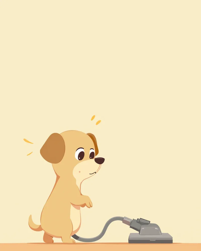 귀를 젖히고 꼬리를 내린 채 긴장한 강아지